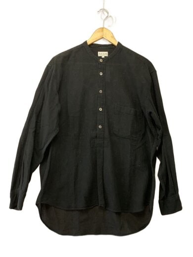 商品画像：バンドカラー/長袖シャツ/M/コットン/BLK/無地 1