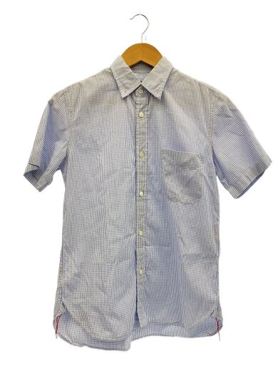 商品画像：半袖シャツ/XS/コットン/WHT/チェック/HK-B029/首元黄ばみ// 1