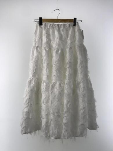 画像：その他ブランドPLAYROOM/ロングスカート/--/コットン/WHT/総柄/ティアード/フリンジ1