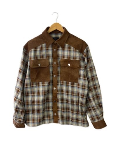 商品画像：長袖シャツ/M/ポリエステル/BRW/チェック/br26ss-s2001// 1