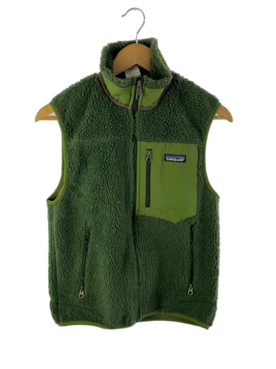 画像：patagoniaフリースベスト/XS/ポリエステル/グリーン/無地/23046F01