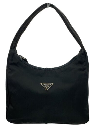 商品画像：トライアングルロゴ/ホーボー/ワンショルダーバッグ/ハンドバッグ/ナイロン/BLK 1