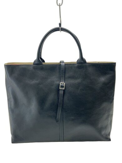 画像：GRESトートバッグ/レザー/BLK/無地1