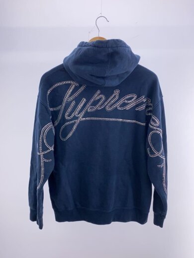 商品画像：19aw/Rhinestone Script Hooded Sweatshirt/S/コットン/NVY/無地 2