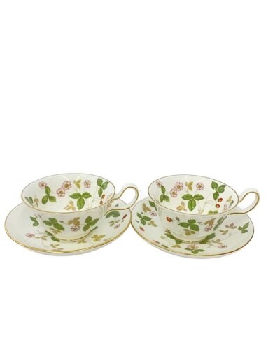 商品画像：ワイルドストロベリー/カップ&ソーサー/プレート/4点セット/WHT 1