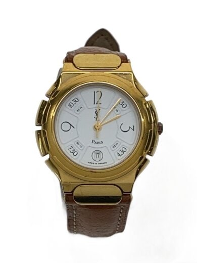 商品画像：クォーツ腕時計/アナログ/レザー/WHT/BRW 1