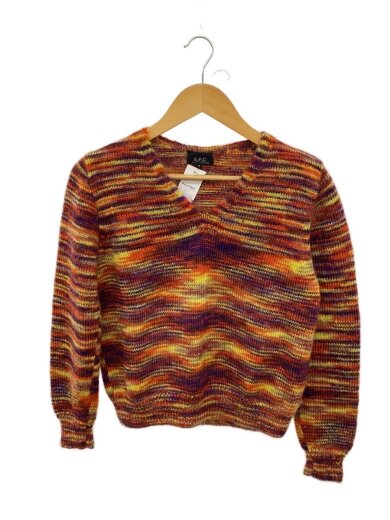 商品画像：フランス製/Vネックニット/S/モヘア/マルチカラー/ボーダー 1