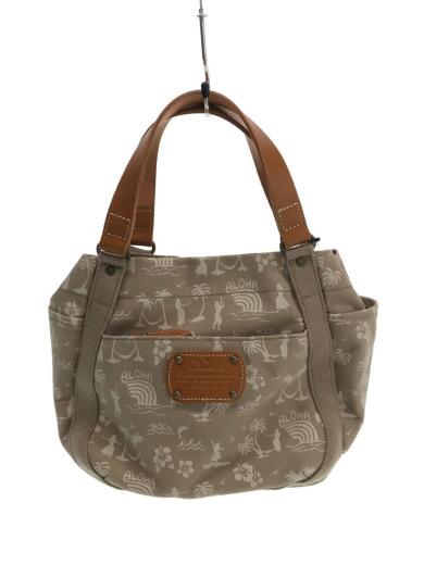 画像：DAKOTAピット/アロハ/ハンドバッグ/コットン/クリーム/総柄1