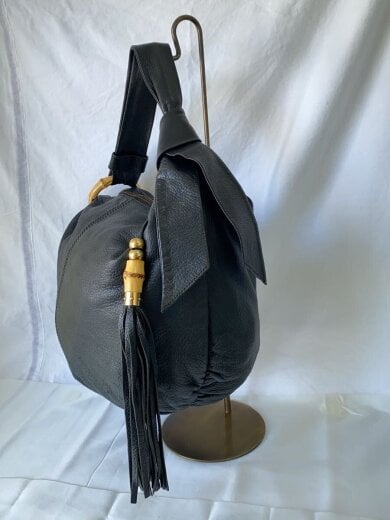 商品画像：ショルダーバッグ_バンブー/レザー/BLK/無地// 2