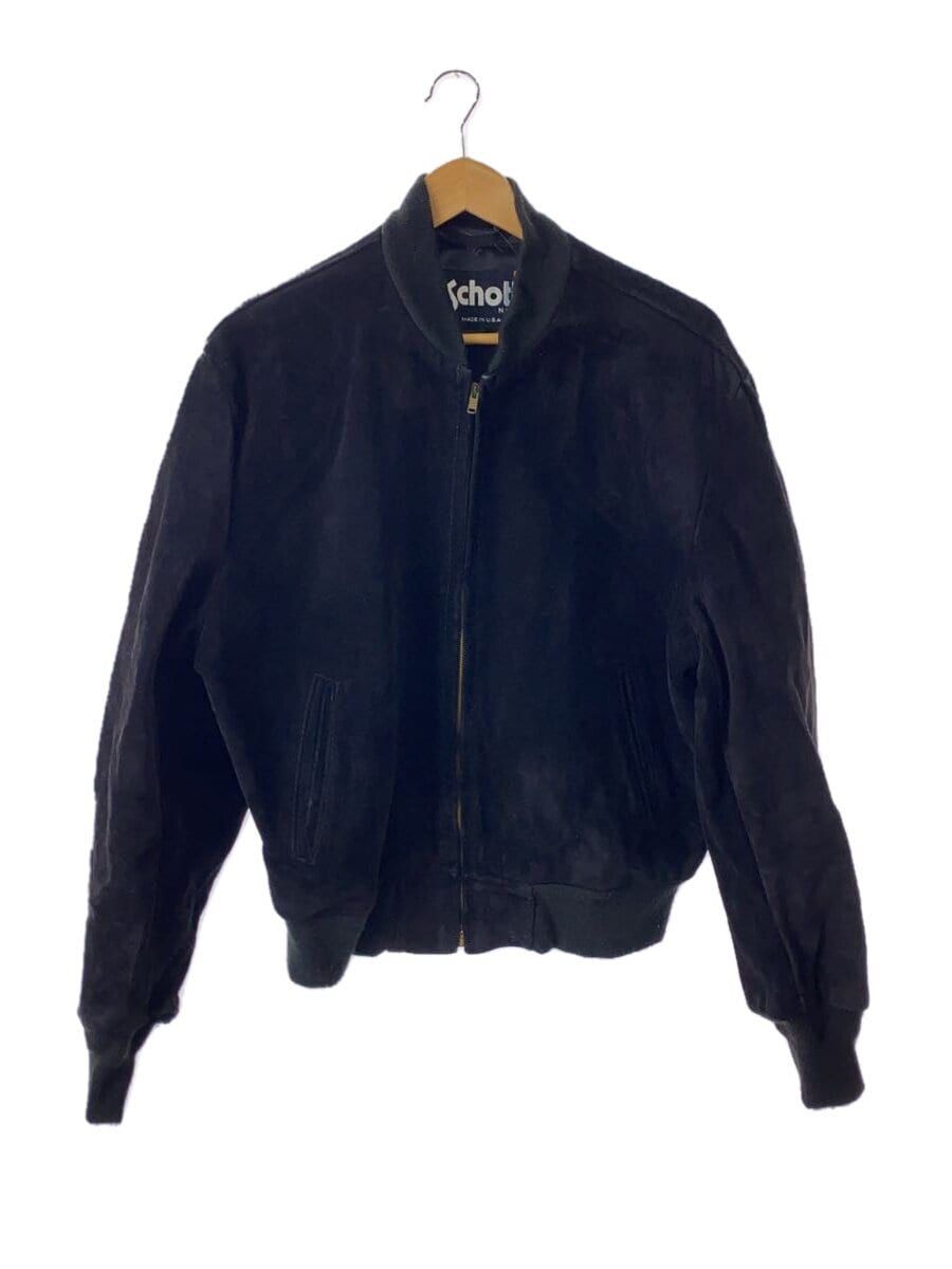 Schott / 90S-00S/USA製/Tバック/スウェードレザーボンバージャケット/42//BLK//