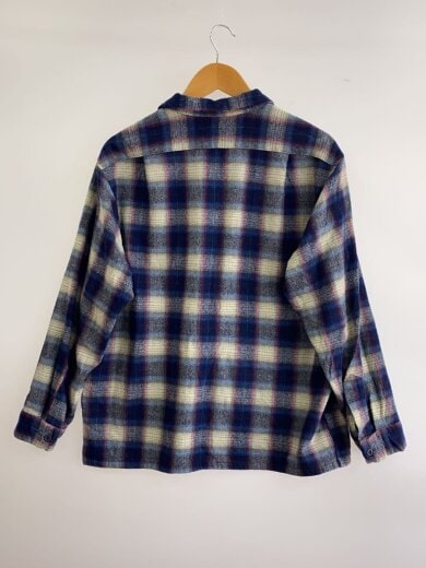 商品画像：90S/ボードシャツ/ネルシャツ/XL/ウール/BLU/オンブレCK 2