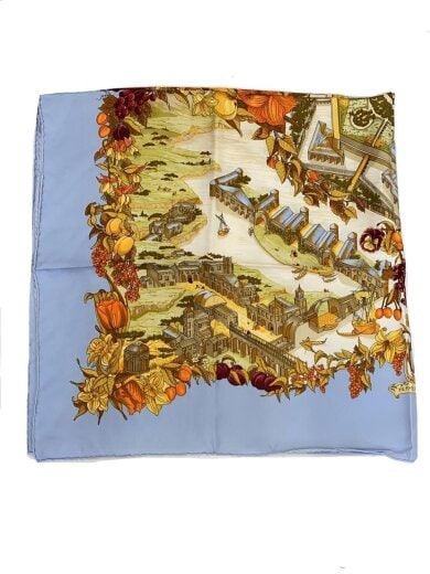 商品画像：カレ90/au pays de cocagne/ストール/シルク/BLU/総柄/メンズ 1