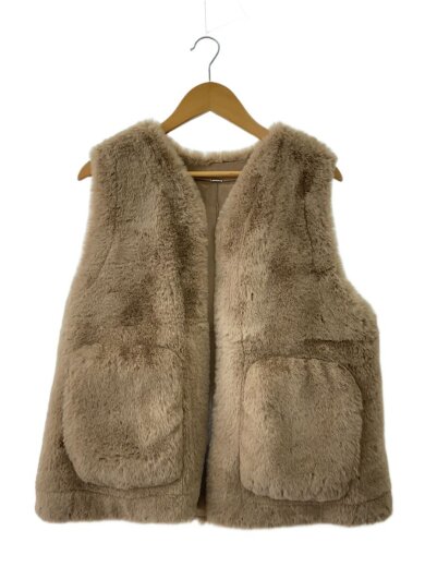 商品画像：パッチポケット付きノーカラーエコファーベスト/one/ポリエステル/BRW/09wfv225003 1