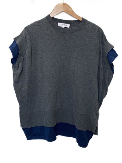 商品画像：KNIT LAYERED PULLOVER/38/コットン/GRY/300IS270-2501 1