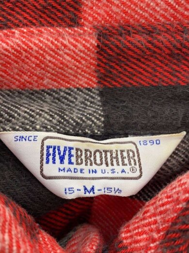 画像：FIVE BROTHERusa製/70-80s/三角タグ/長袖シャツ/M/ウール/RED/チェック3