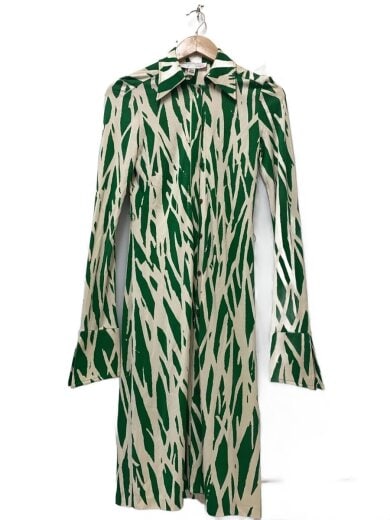 商品画像：SHIRT DRESS/カシュクールワンピース/長袖ワンピース/4/シルク/GRN/404-140691 1