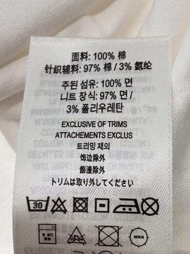 商品画像：Tシャツ/XXS/コットン/WHT 5