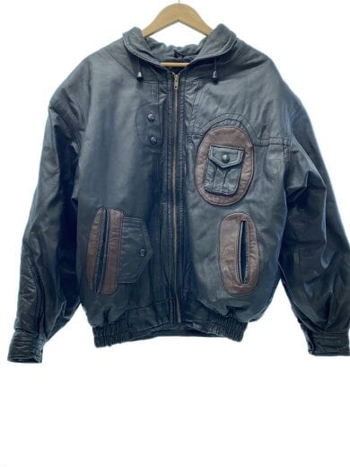 商品画像：ダブルライダースジャケット/L/ポリエステル/BLK/無地 1