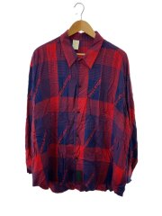 19ss/長袖シャツ/36/レーヨン/RED/チェック/191-SH24-030 pieces