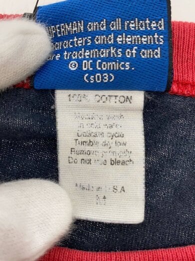 商品画像：Vintage/90s/Superman/スーパーマン/USA製/リンガーTシャツ/SIZE:M/ネイビー/DC 4
