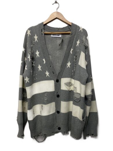 商品画像：カーディガン(厚手)/FREE/コットン/GRY/総柄/23A-KNL385-WL 1