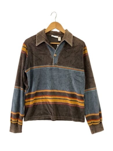 商品画像：Vintage/90s/USA製/ポロシャツ/M/ベロア/BRW/ボーダー// 1