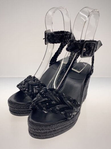商品画像：ウェッジソールサンダル/エスパドリーユ/SIZE:37/ブラック/レザー編み込み// 2