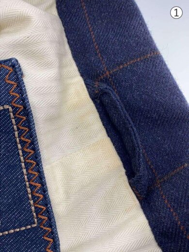 商品画像：テーラードジャケット/M/ウール/ネイビー/チェック/m7-4093// 6