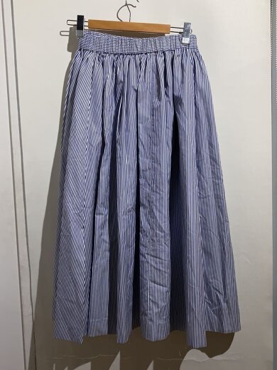 商品画像：フロントボタン/ロングスカート/38/コットン/ブルー/ストライプ/2710500144// 2