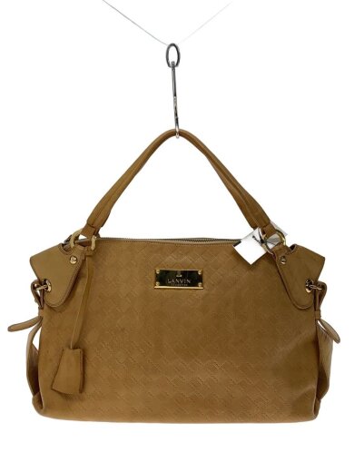 商品画像：ハンドバッグ/レザー/BEG/無地 1