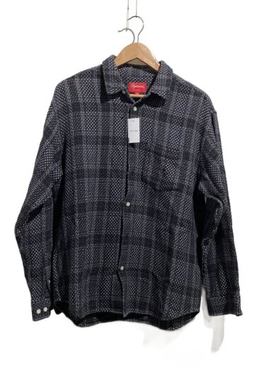 商品画像：23ss/Basket Weave Plaid Shirt/長袖シャツ/M/コットン/GRY 1