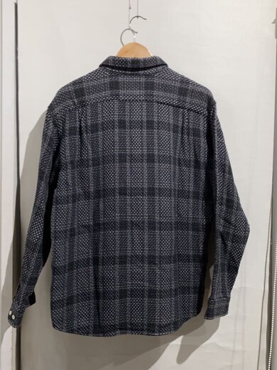 商品画像：23ss/Basket Weave Plaid Shirt/長袖シャツ/M/コットン/GRY 2