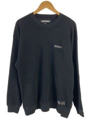 WAFFLE FABRIC CREWNECK LS/長袖Tシャツ/L/コットン/BLK/252FPNH-CSM11