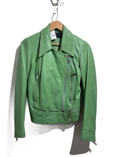 商品画像：ダブルレザージャケット・ブルゾン/レザー/グリーン// 1