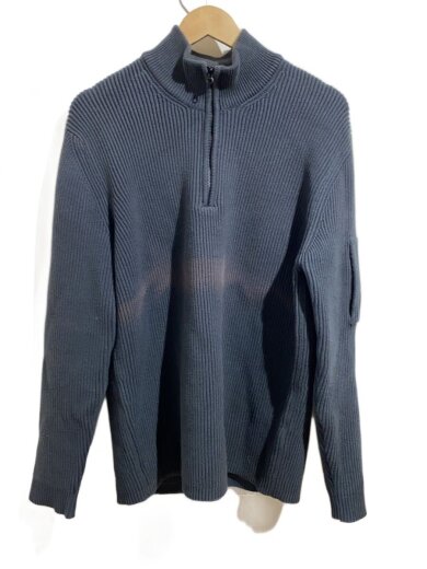 商品画像：ハーフジップ/レンズ/ニット・セーター(厚手)/XL/コットン/BLK/前身頃日焼け有 1