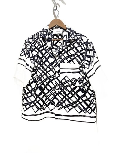 商品画像：半袖シャツ/S/シルク/WHT/総柄/306-20-056// 1