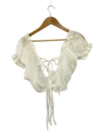 商品画像：半袖ブラウス/FREE/コットン/WHT/無地/PA-080 1