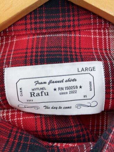 商品画像：長袖シャツ/L/コットン/RED/オンブレCK 3