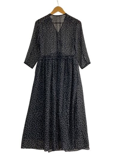 商品画像：長袖ワンピース/36/ポリエステル/BLK/ドット/25-040-900-5020-1-0// 2