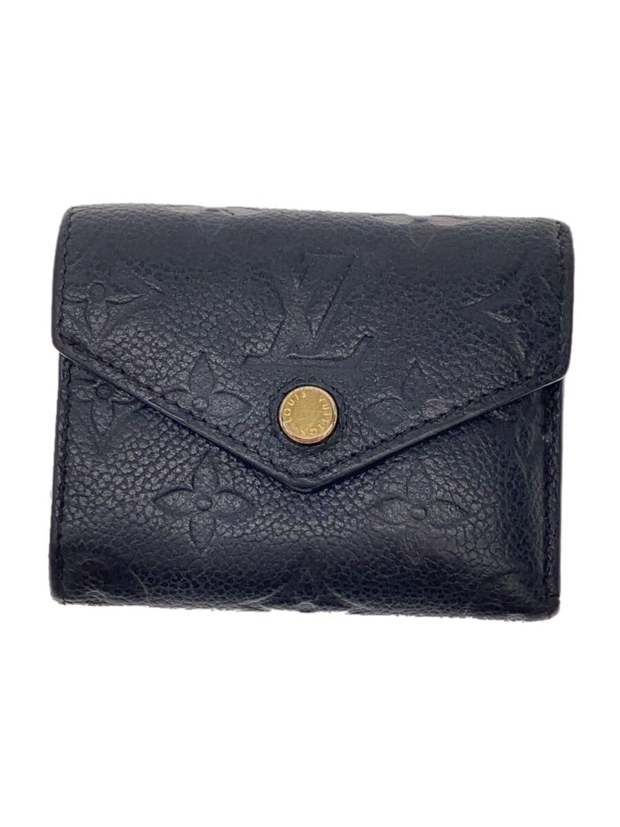 LOUIS VUITTON / ポルト・フォイユ・ゾエ_モノグラム・アンプラント/牛革/BLK/無地/レディース//