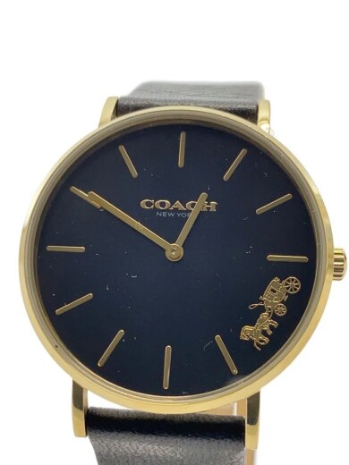 商品画像：クォーツ腕時計/アナログ/レザー/BLK/BLK/SS 1