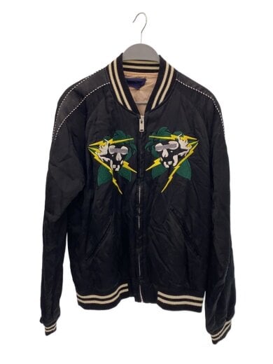 商品画像：スカル刺繍キルティングスカジャン/1/レーヨン/BLK/JUQ4203 1