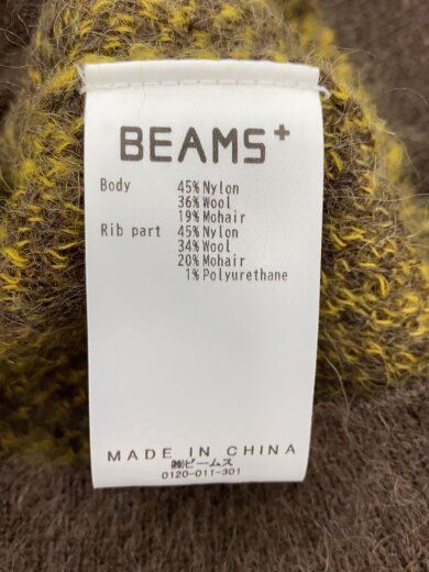 画像：BEAMS +ダブルジャガードカーディガン(厚手)/M/ナイロン/YLW/総柄/38-15-0199-0484