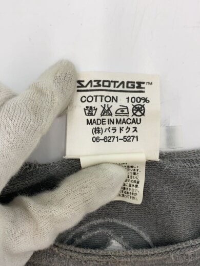 画像：SABOTAGE00s/Y2K/ダメージ加工Tシャツ/L/コットン/GRY4