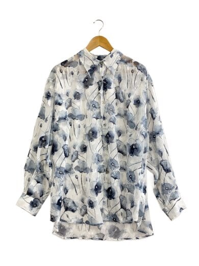 商品画像：フラワージャガードシアーシャツ/M/ポリエステル/WHT/花柄/HA020602AD// 1