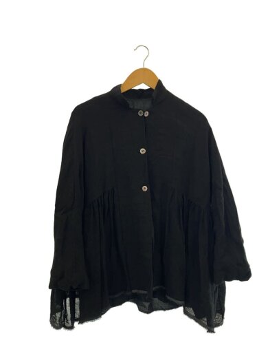 商品画像：長袖ブラウス/FREE/リネン/BLK 1