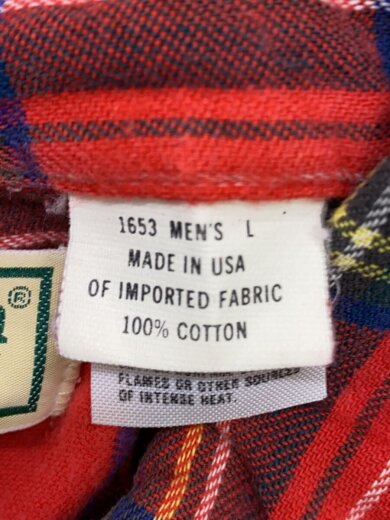 商品画像：長袖シャツ/L/コットン/RED/チェック 4