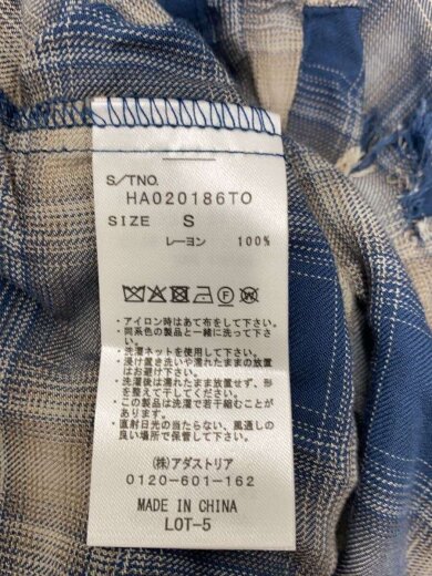 商品画像：長袖シャツ/S/レーヨン/BLU/チェック/HA020186TO 4