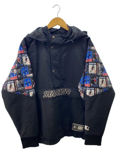 商品画像：フーデッドスタジャン/XL/ナイロン/ブラック/黒/総柄/ST-1802-102/左腕複数汚れ 1