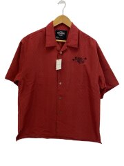 Hard Rock CASINO/バックプリント半袖オープンカラーシャツ/M/レーヨン/BRD